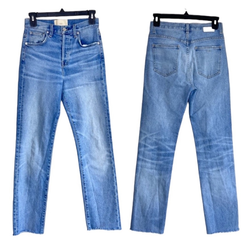CQY High Rise Straight Raw Hem Jeans Size 25